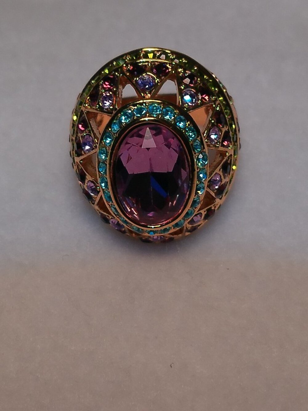 Ring Statement Gold Color Multicolor Size 10
